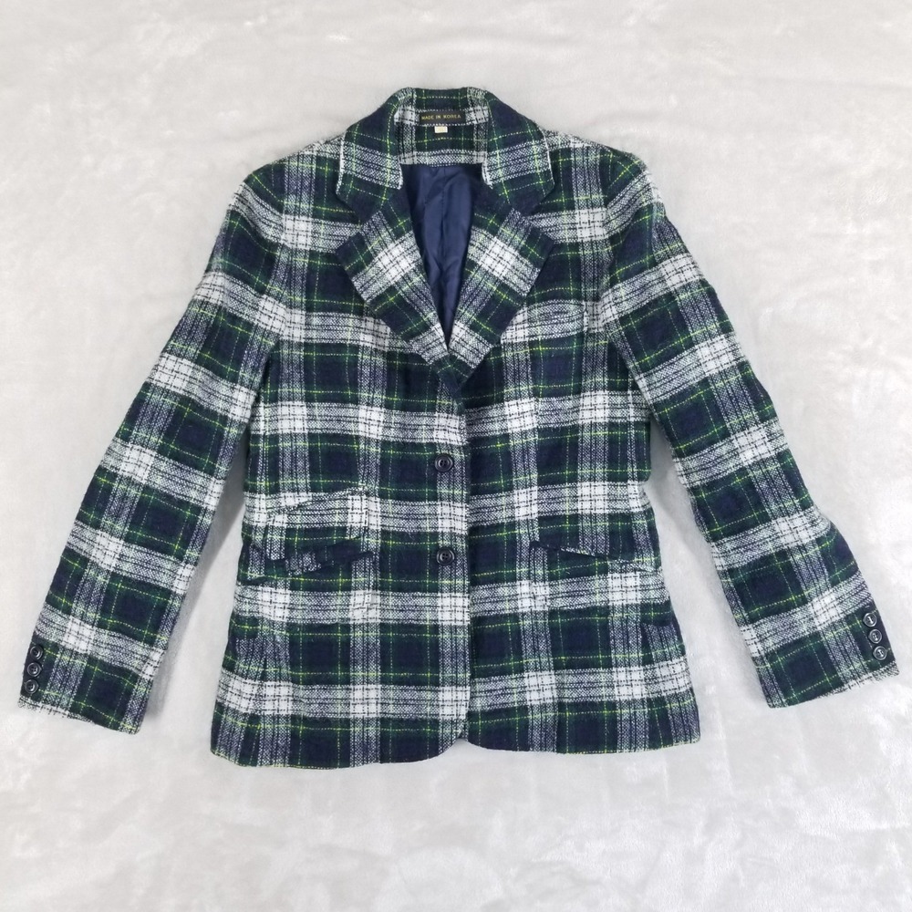 Vintage Plaid Blazer Womens S 100% Wool Jacket Academia Preppy‎